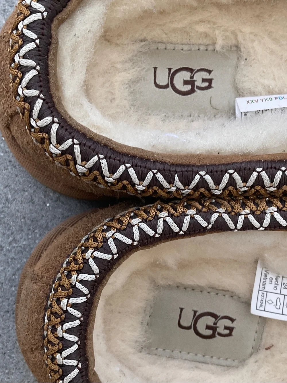 UGG Kids Chestnut Brown Suede Shearling Slip-Ons